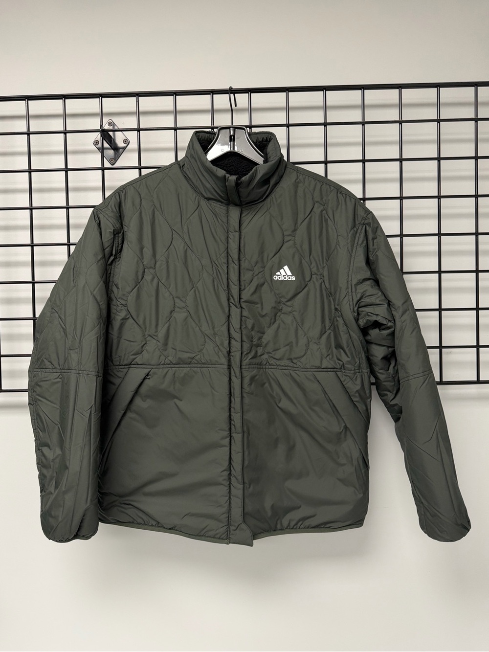 adidas Men's Quilted Puffer Jacket in Olive Green